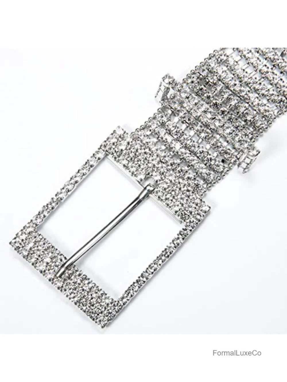 Vintage Western Belt for Women, Elastic Leather Double Buckle Chained Belt,